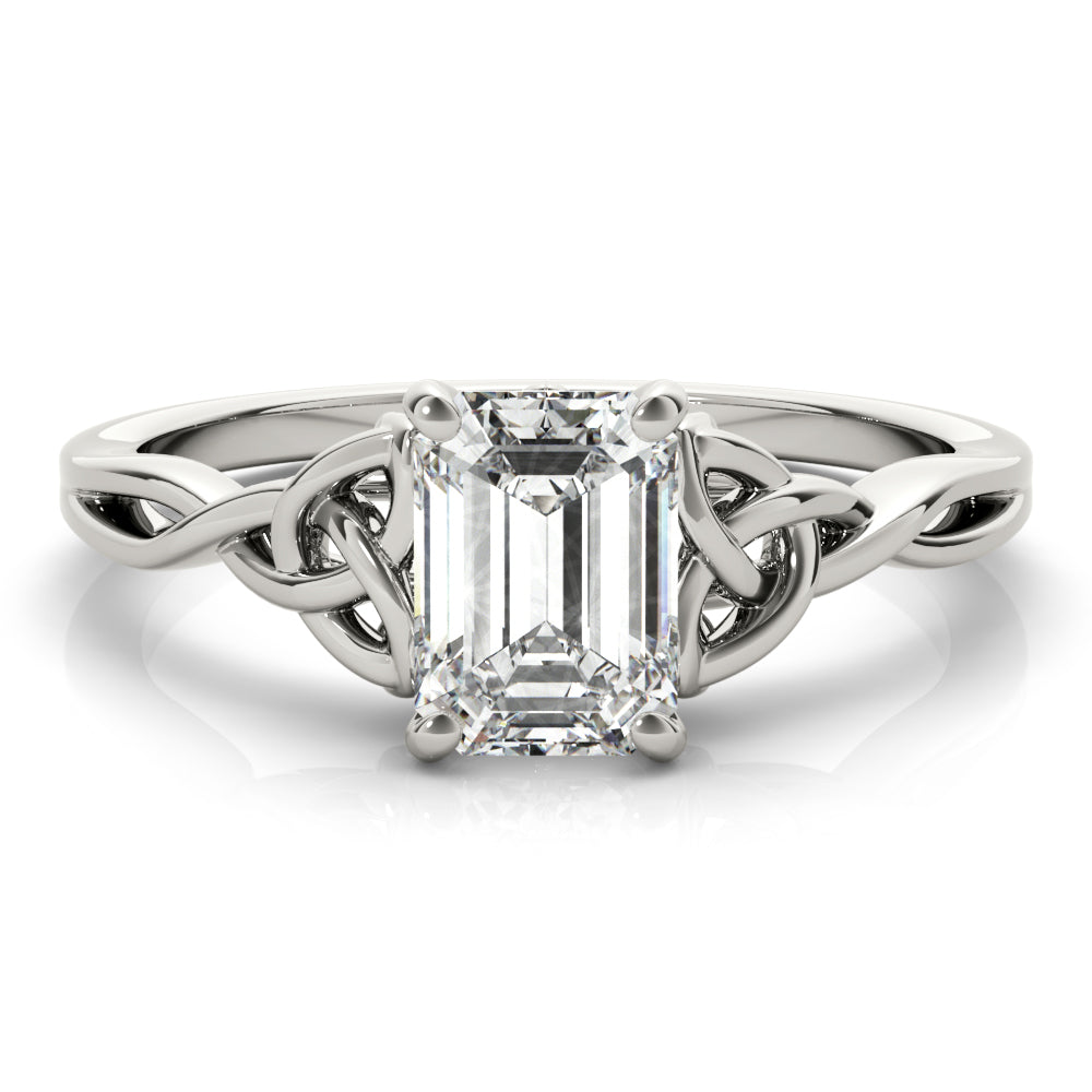 Celtic Love Knot Emerald Diamond Solitaire Engagement Ring-VIRABYANI